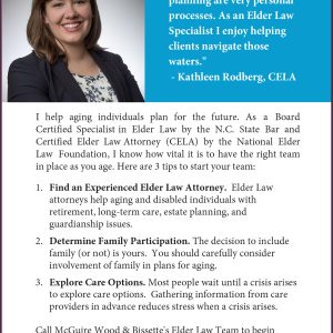 McGuire Wood & Bissette Attorney Kathleen Rodberg article "You Prepare For Winter. Why Not Aging?"