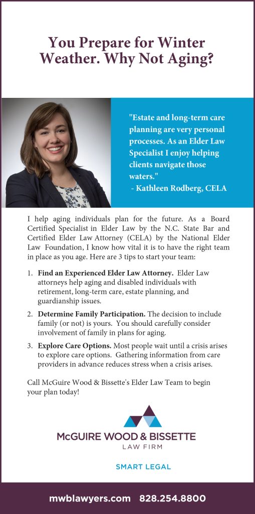 McGuire Wood & Bissette Attorney Kathleen Rodberg article "You Prepare For Winter. Why Not Aging?"