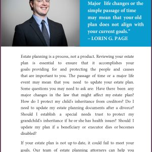 McGuire Wood & Bissette Attorney Lorin Page article "Does your estate plan still accomplish your goals?"