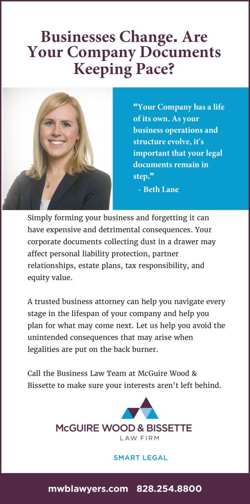 McGuire Wood & Bissette Attorney Beth Lane Article "Businesses change. Are Your Company Documents Keeping Pace?"