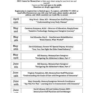 Upcoming MemoryCare Educational Events