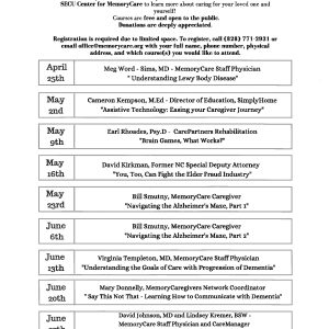 Upcoming MemoryCare Educational Events